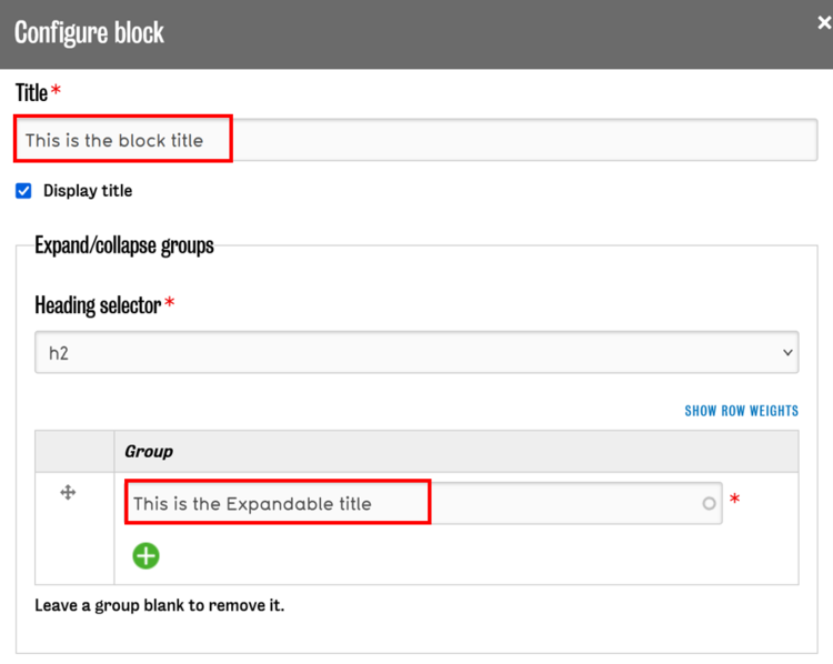 configure expand/collapse block