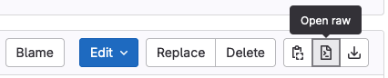 screenshot showing the location of the open raw link in GitLab
