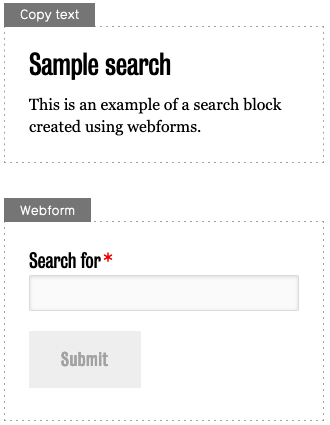 showing a copy text and webform block in layout builder