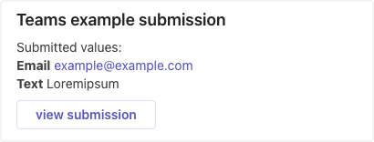 A sample Teams notification from a webform submission.