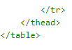 Screencapture of source code indiacting the end of a table