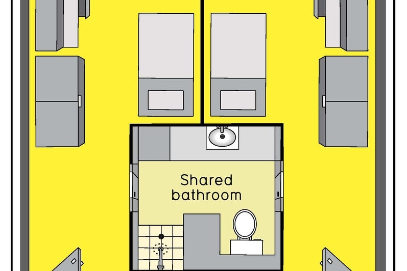 Floor plan of new residence building room type traditional single with shared ensuite bathroom