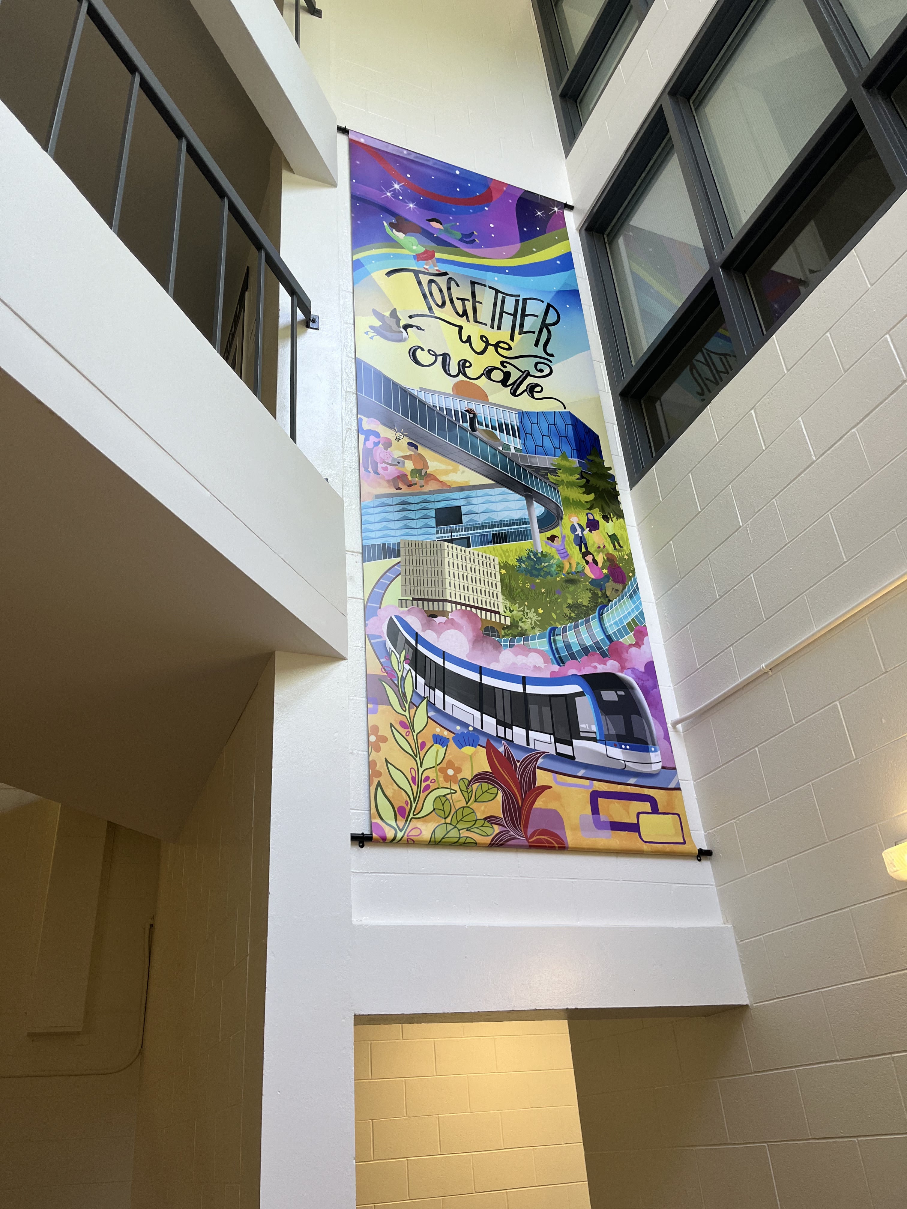 Ron Eydt Village South Quad vestibule art designed by Giang Tran