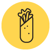 Spicy chicken wrap icon.
