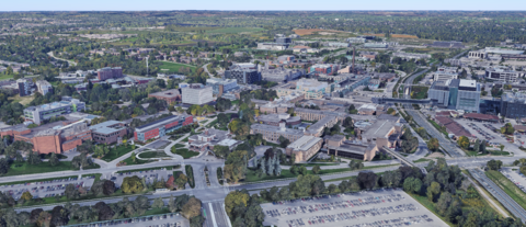 An aerial view of UWaterloo's Campus