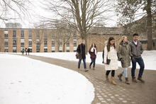 students walking in the winter