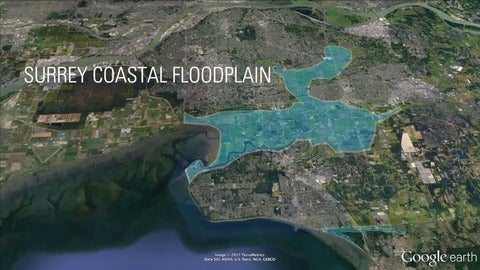 a map of Surrey's coastal floodplain