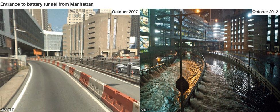 Before/After pic of NYC post Hurricane Sandy