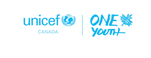 blue and white unicef and one youth national logos