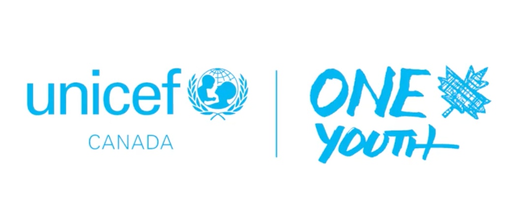 blue and white Unicef One Youth logo