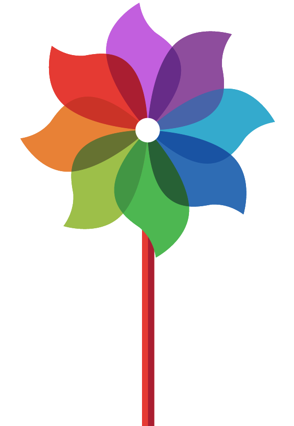 multi-coloured pinwheel graphic