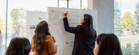 Student writing on a whiteboard