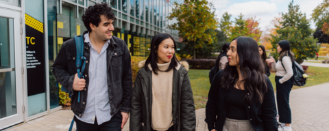 Students walking and talking 