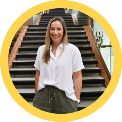 woman standing on stairs