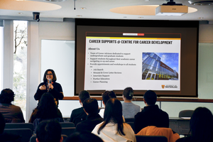 woman giving lecture