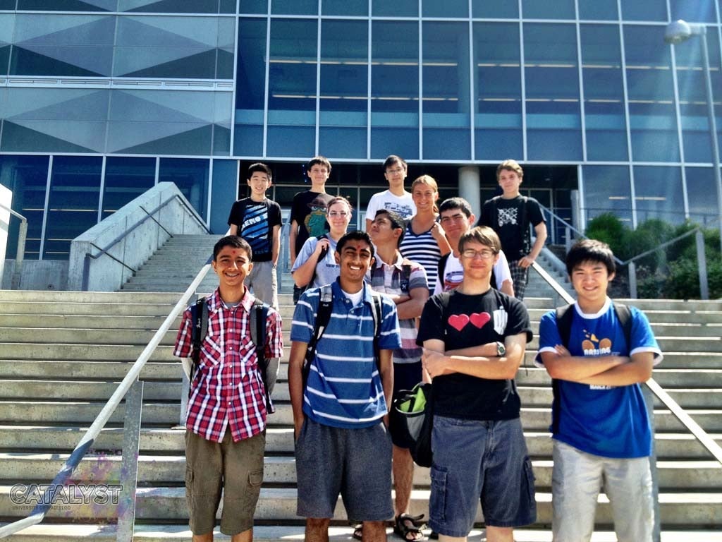 Summer Leadership participants posing in front of Engineering 5