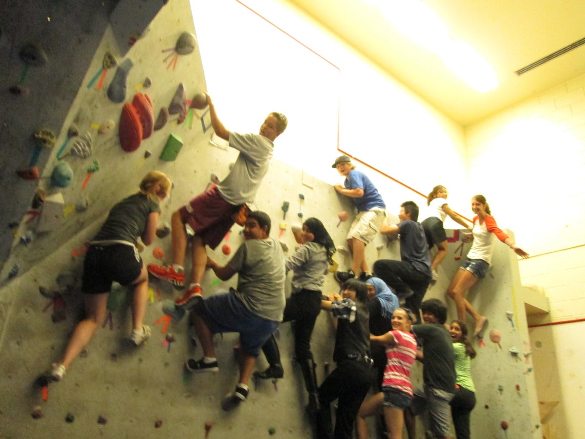 Summer Leadership program participants rock climbing