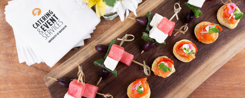 Catering display of canapes