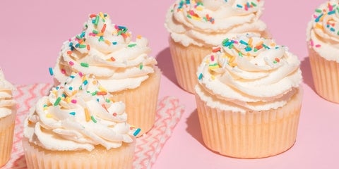 vanilla cupcakes with sprinkles