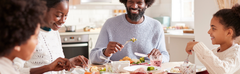 Family eating holiday dinner