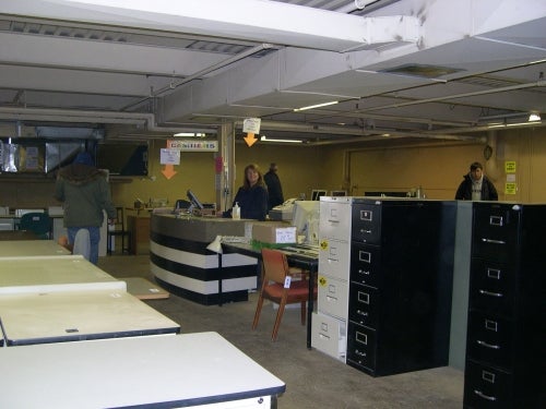 cashier with tables and customers