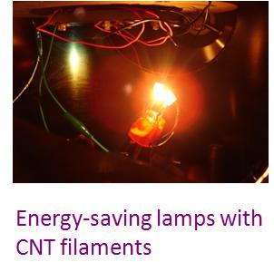 A lamp with a carbon nanotube filament