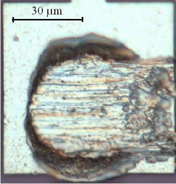 Footprint of a sheared Copper ball bond