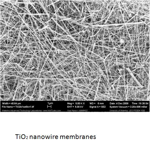 Titanium dioxide nanowire membranes
