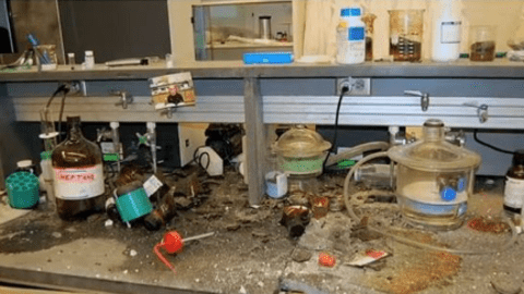 Mess after a lab accident.