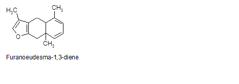 A chemical structure diagram of Furanoeudesma-1,3-diene