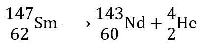 Samarium-147 decays into neodymium-143 and helium.
