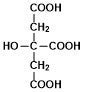 Chemical structure of citric acid showing three carboxylic groups .