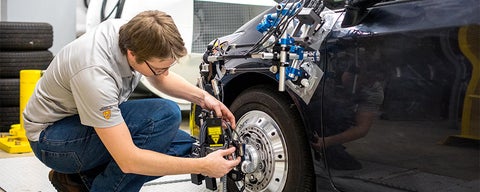 Vehicle testing wheel measurements