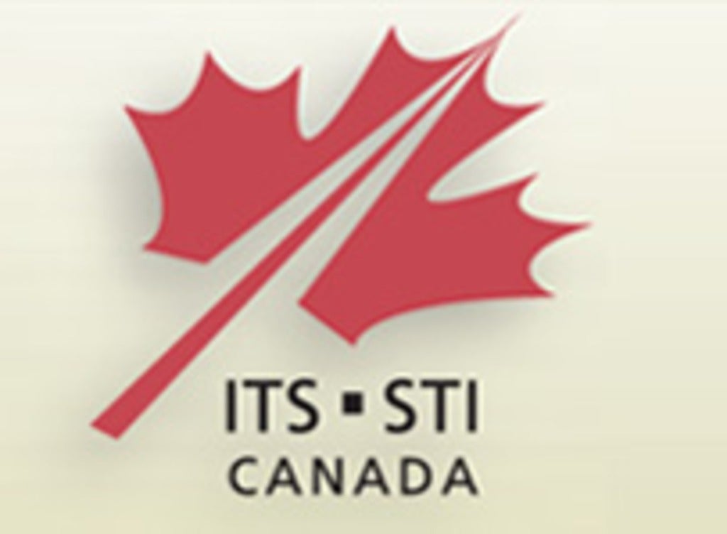 ITS Canada logo, it is a red maple leaf slanted to the right.