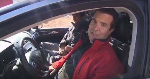 CBC Rick Mercer in Autonmoose car with student