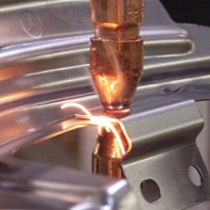 resistance welding of a bracket