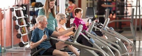 Participants exercising under staff supervision.