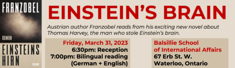 Book cover of Einsteins Hirn and event information. 