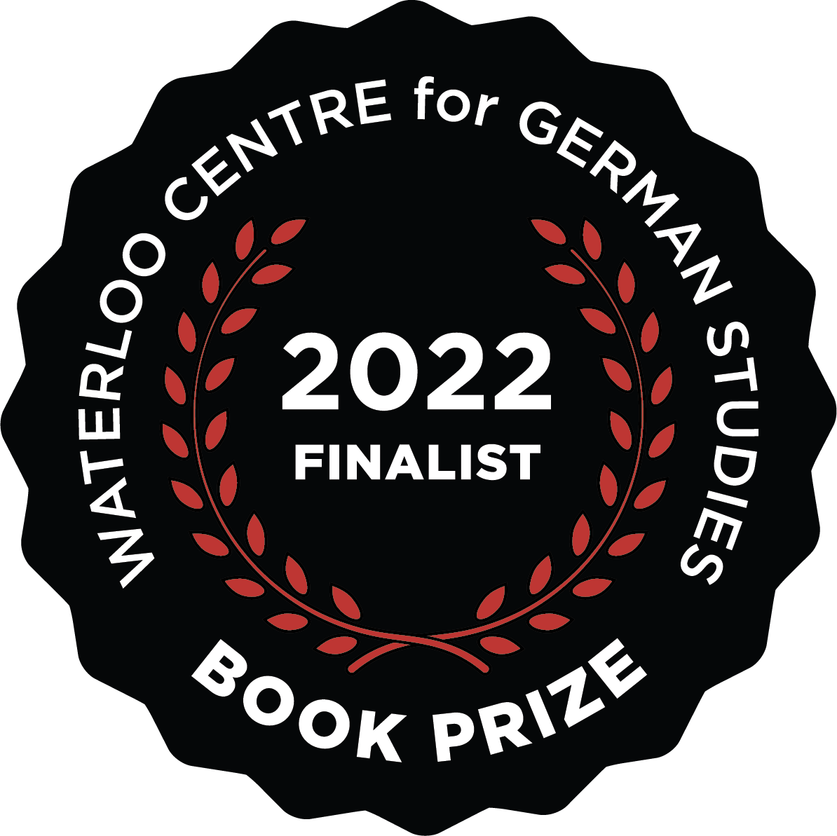 2022 Book Prize logo with red leaves framing