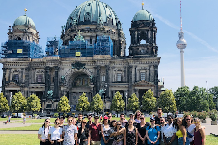 group of students in front of the berliner dom