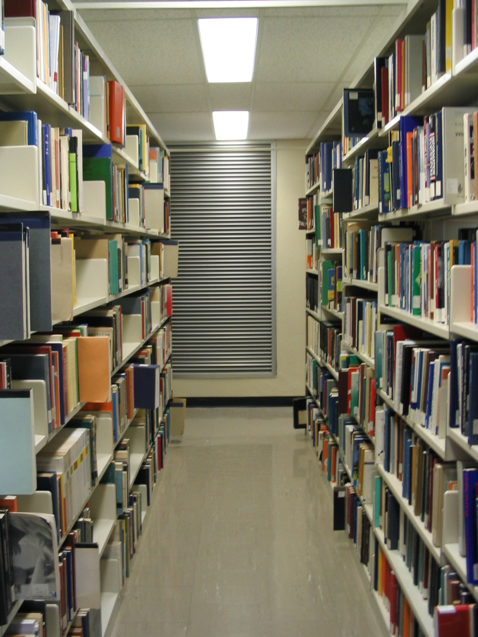 A row of books in the Dana Porter Library