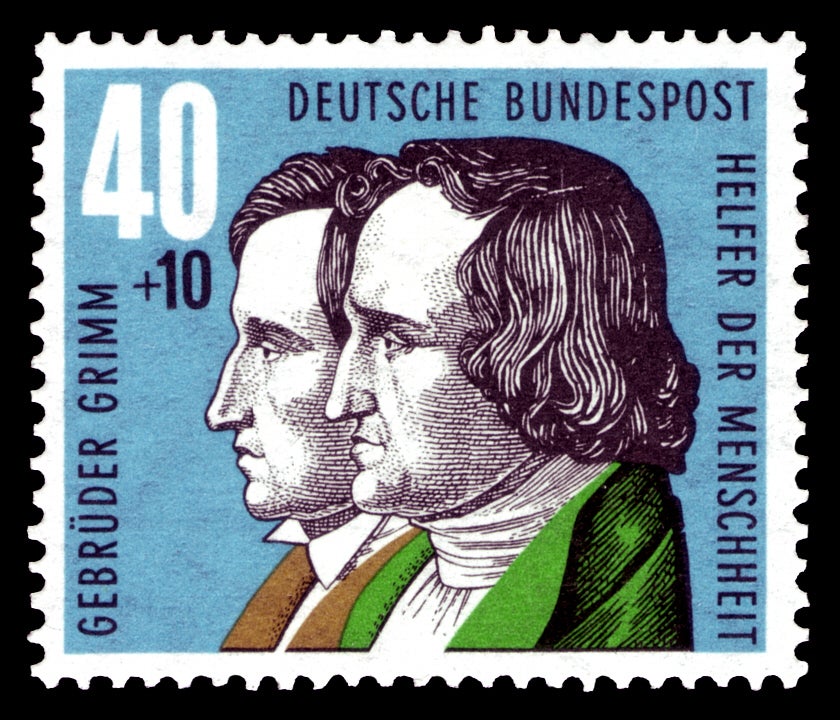 postage stamp featuring the Brothers Grimm