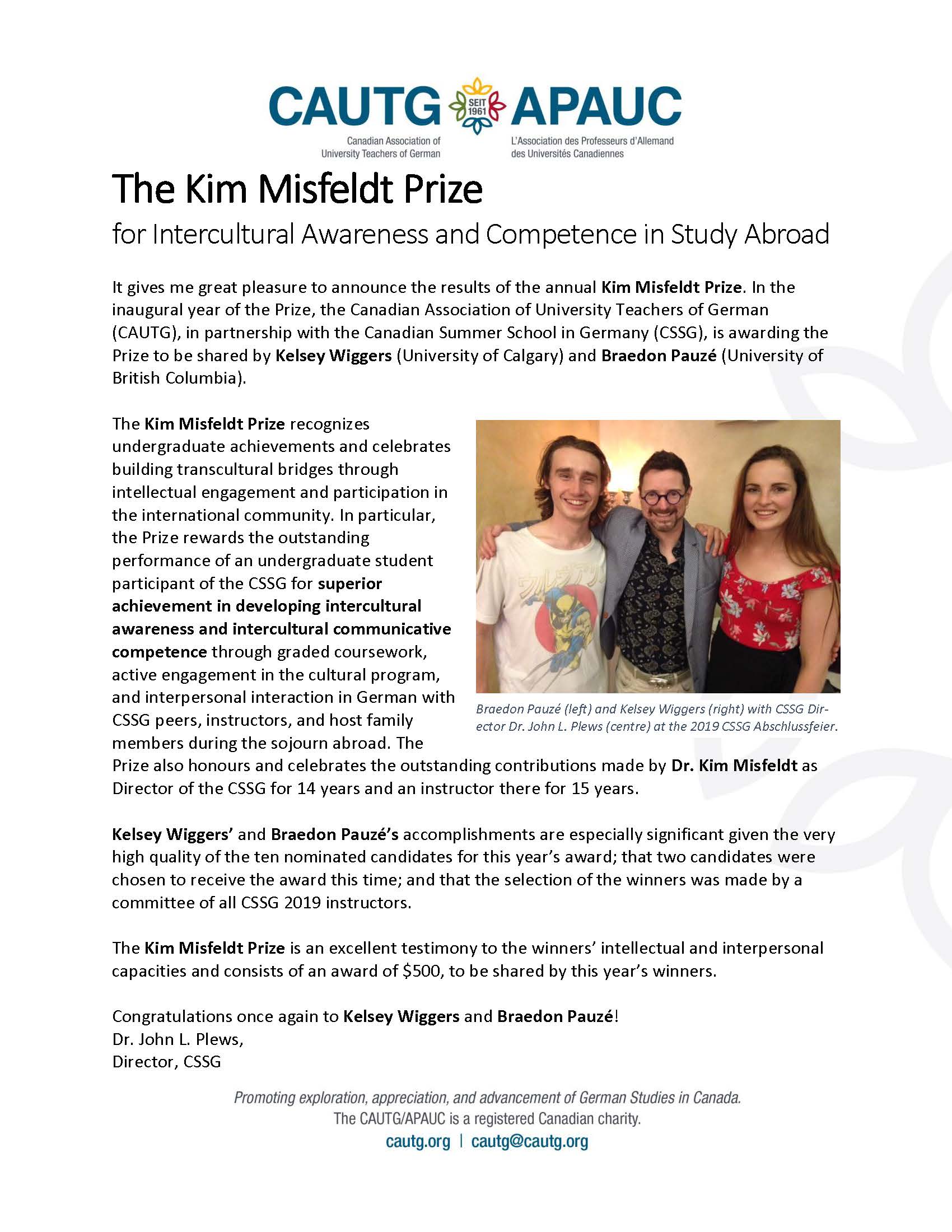Kim Misfeldt Prize 2019 winners