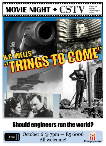 Poster with information about the screening of "Things to come".