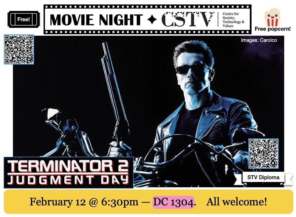 Terminator 2 poster, depicting Arnold Schwarzenegger as the Terminator, seated on a motorbike and holding a shotgun.