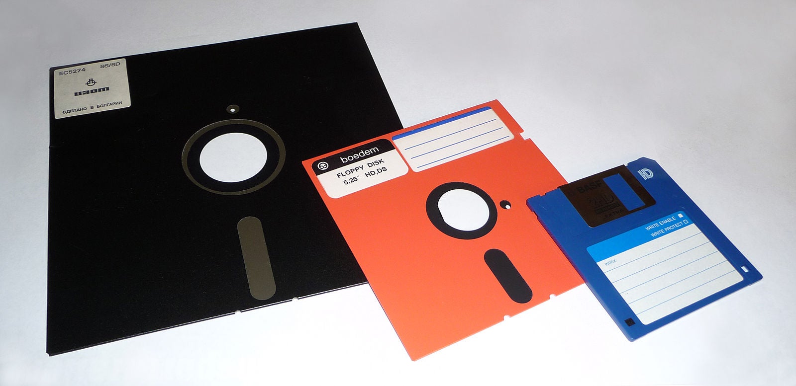 Floppy disks (Courtesy Wikimedia)