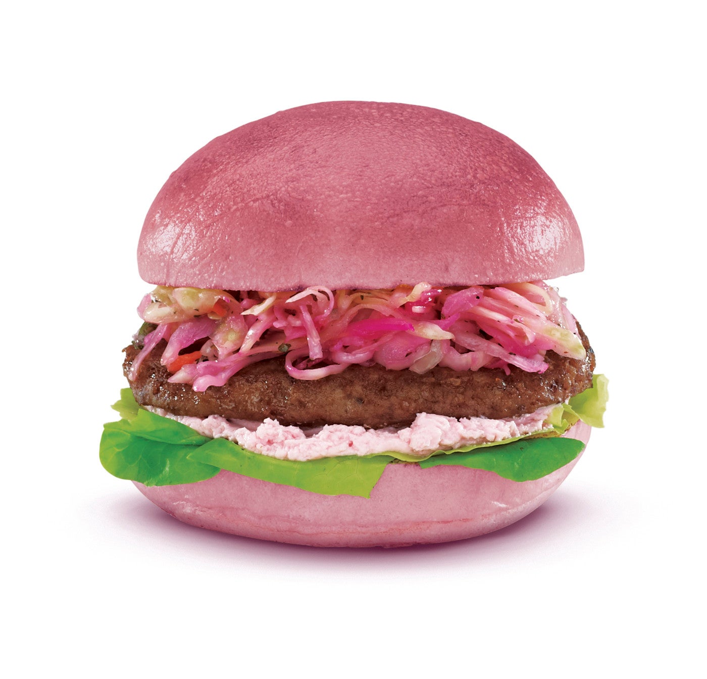 A pink-tinted hamburger