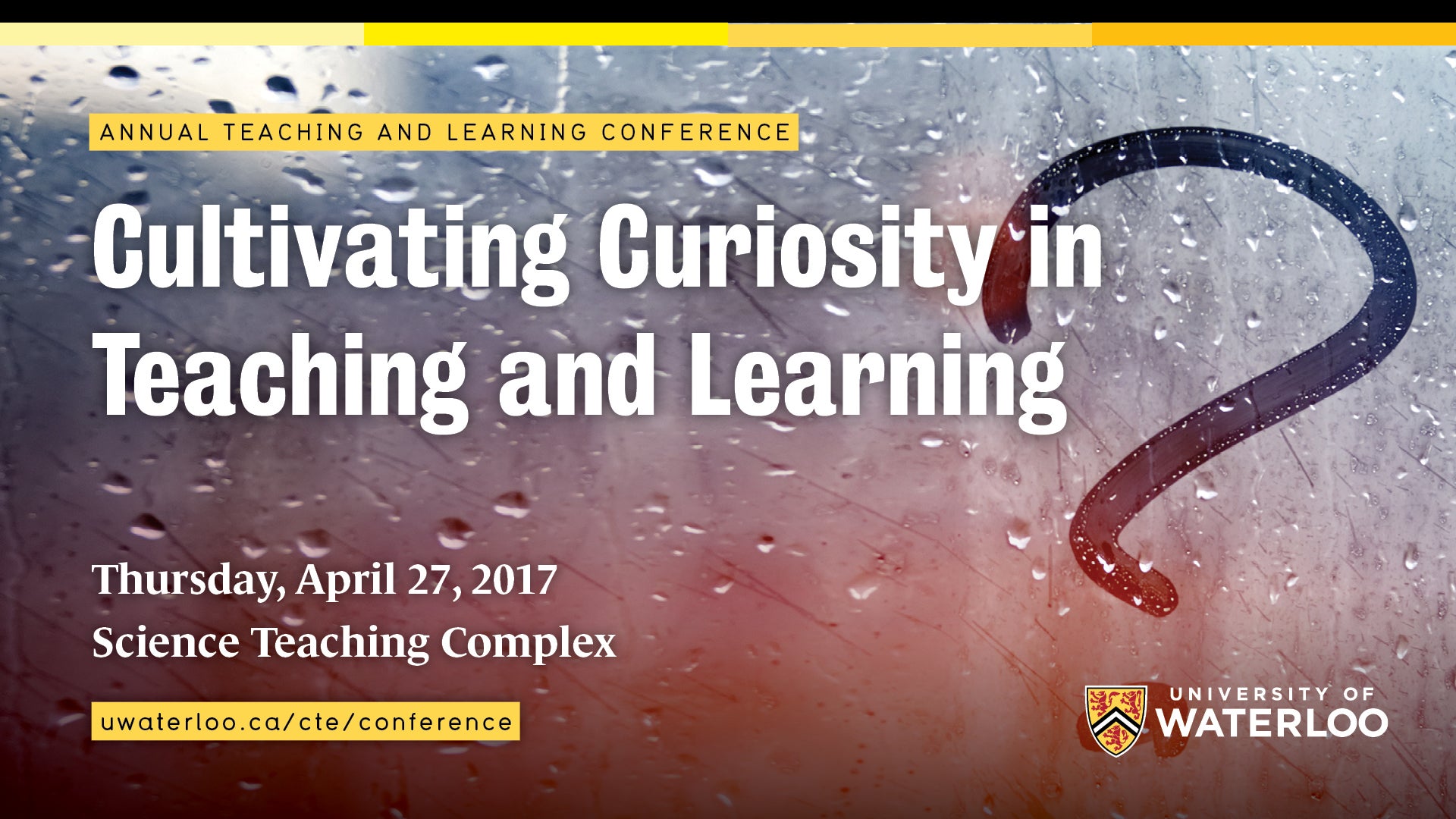 Conference title (Cultivating Curiosity in Teaching and Learning) superimposed over a question mark.