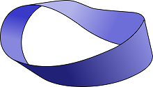 Blue Möbius strip on white background