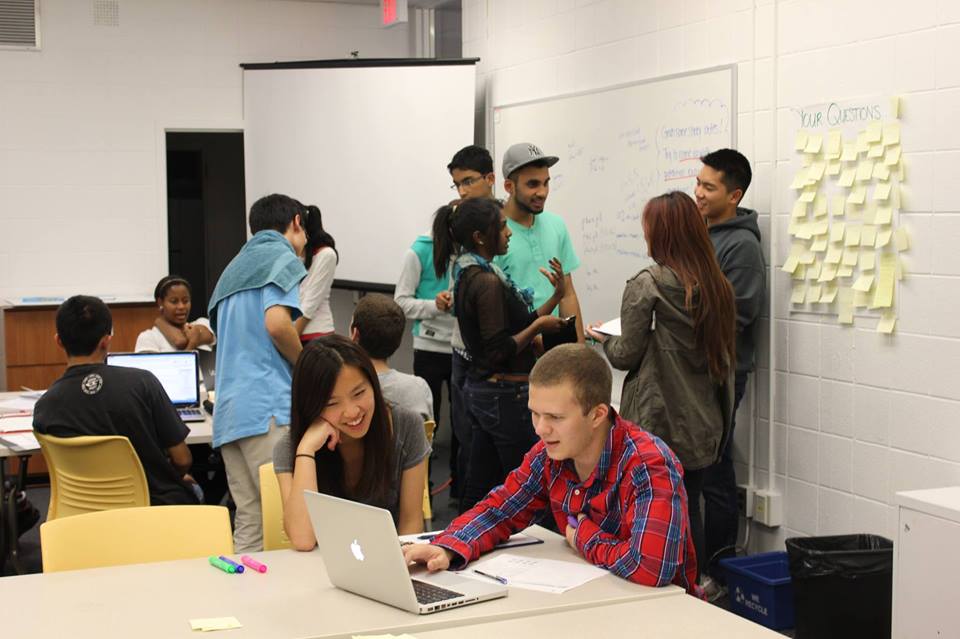 Photo of students working in a supported learning group in the Fall 2013 cohort